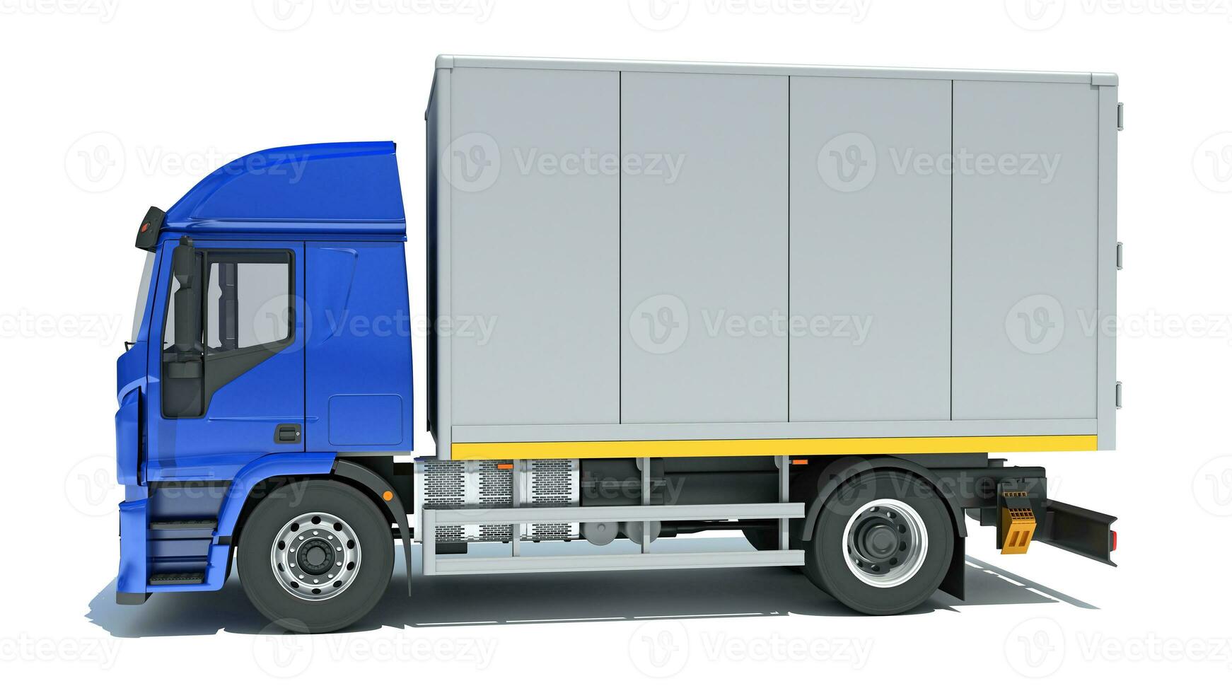 transportör låda lastbil 3d tolkning på vit bakgrund foto