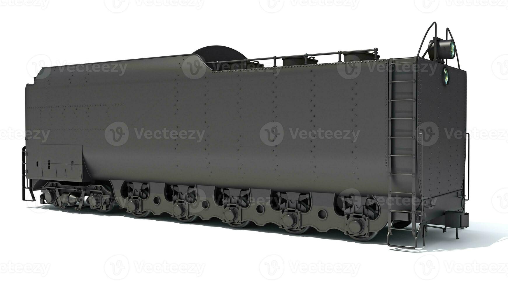 ånga tåg kol anbud bil 3d tolkning på vit bakgrund foto