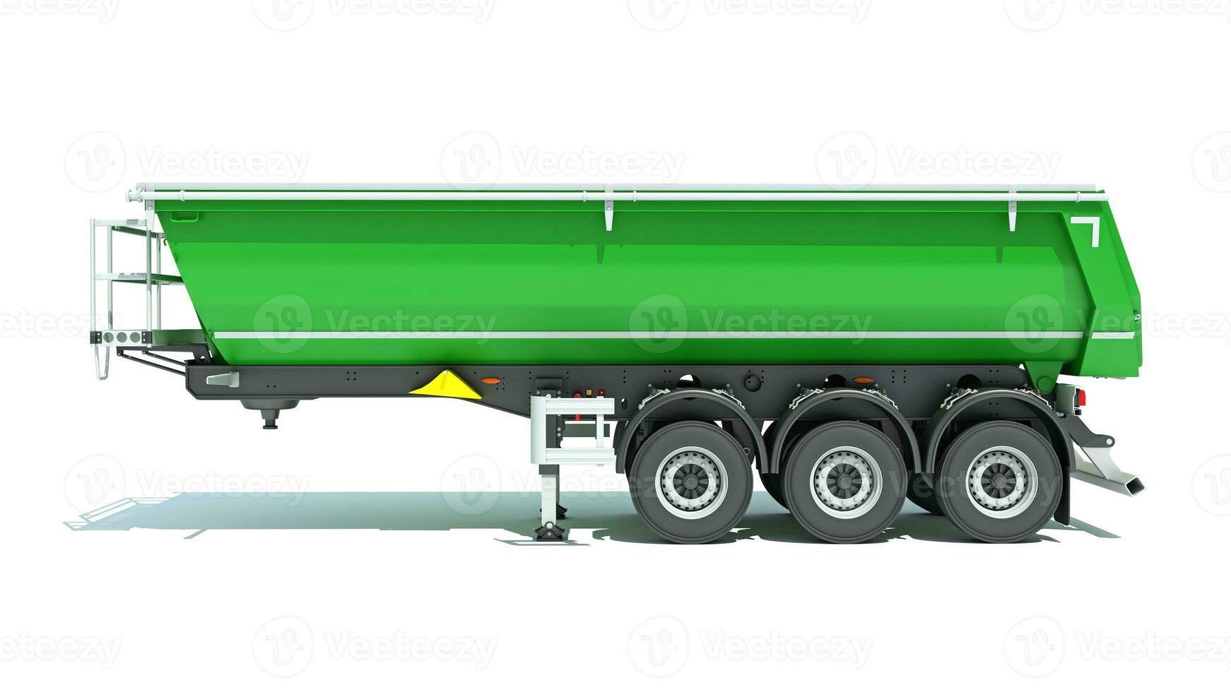 brytning dumpa trailer tung konstruktion maskineri 3d tolkning på vit bakgrund foto