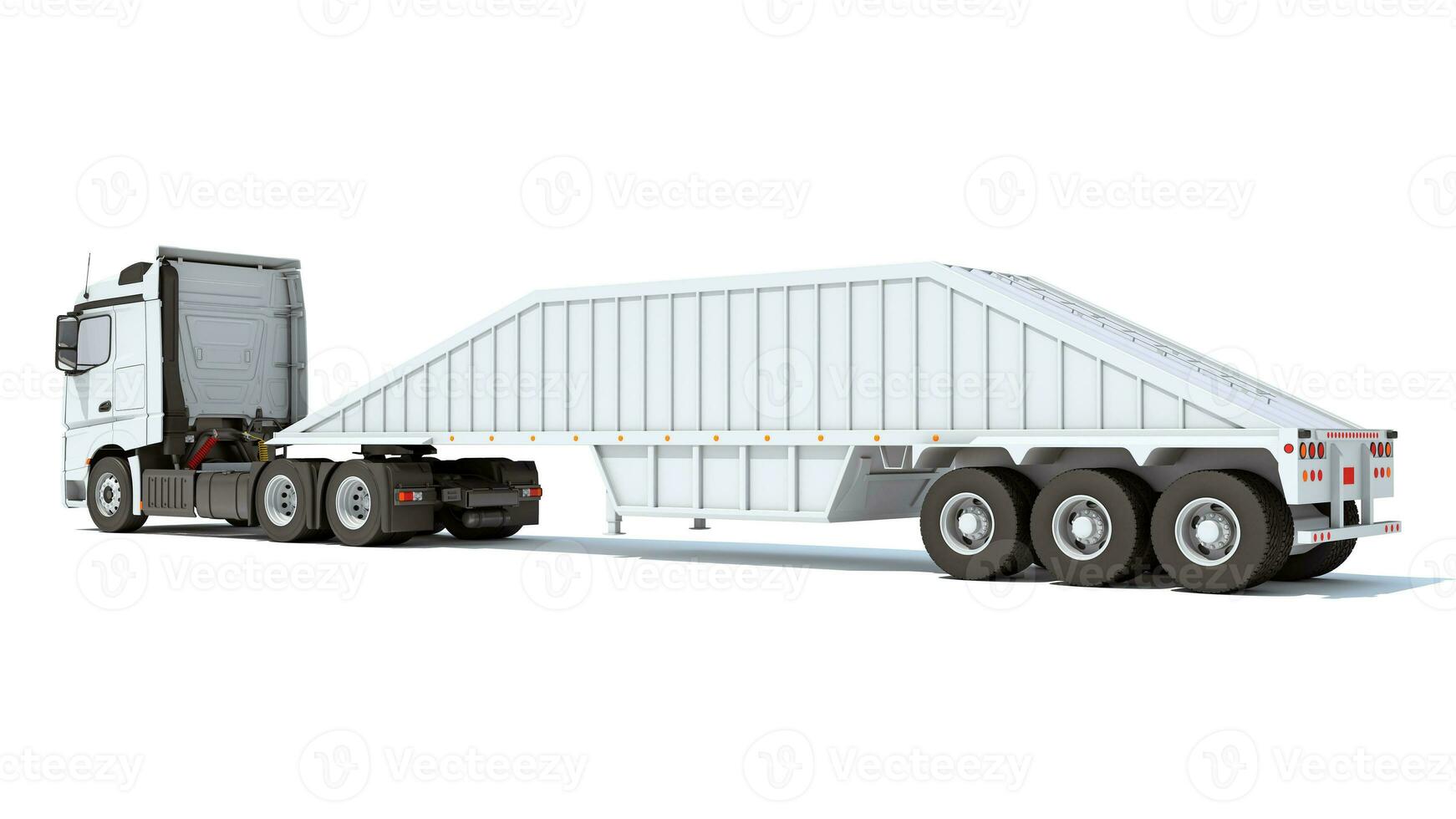 lastbil med botten dumpa trailer 3d tolkning foto
