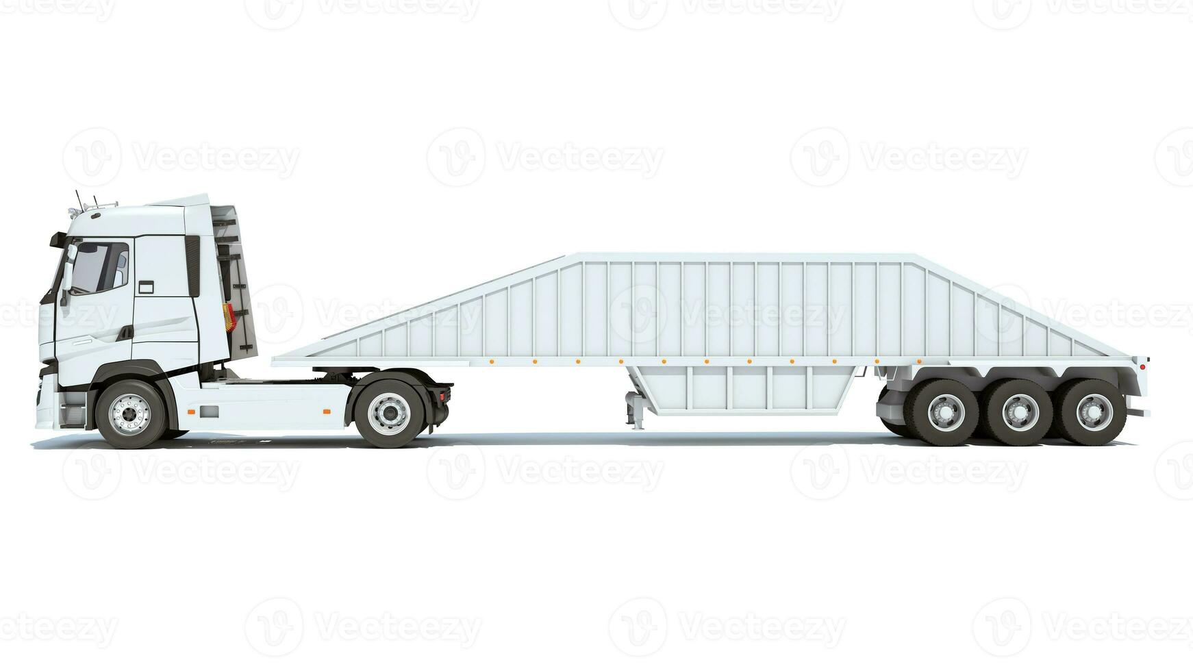 lastbil med botten dumpa trailer 3d tolkning foto