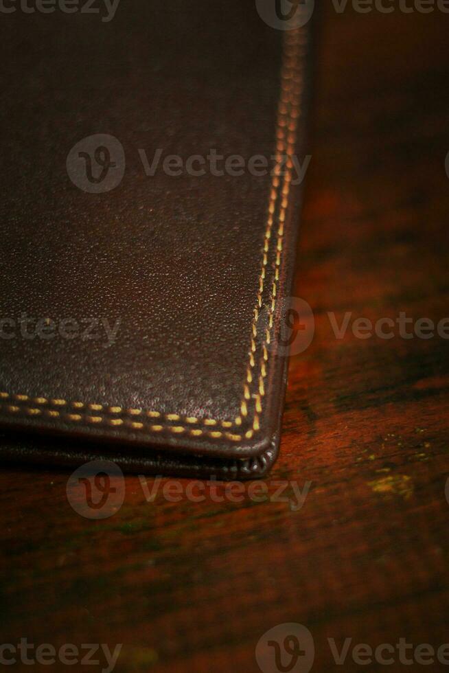plånbok, kort, kreditera. läder plånbok foto
