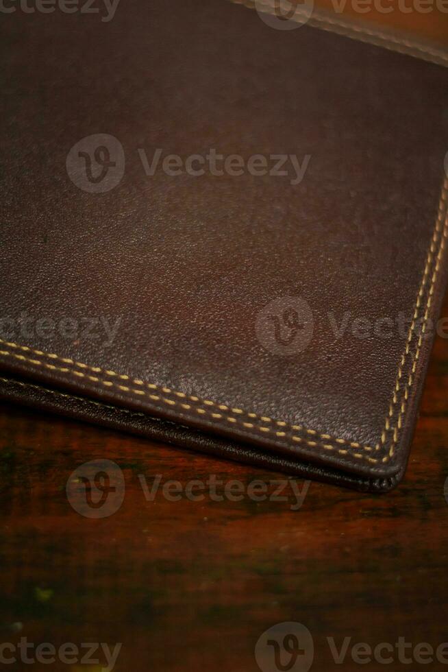 plånbok, kort, kreditera. läder plånbok foto
