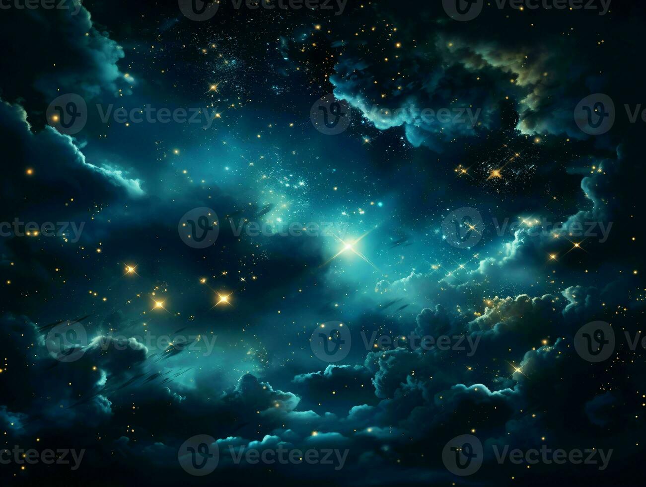 ai genererad starry blå natt himmel. universum fylld med stjärnor. generativ ai foto