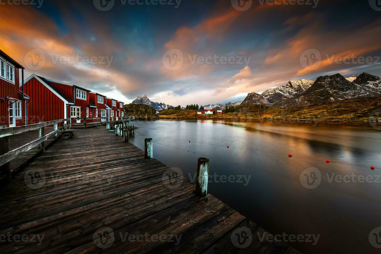 Norge liten fiskare stad foto