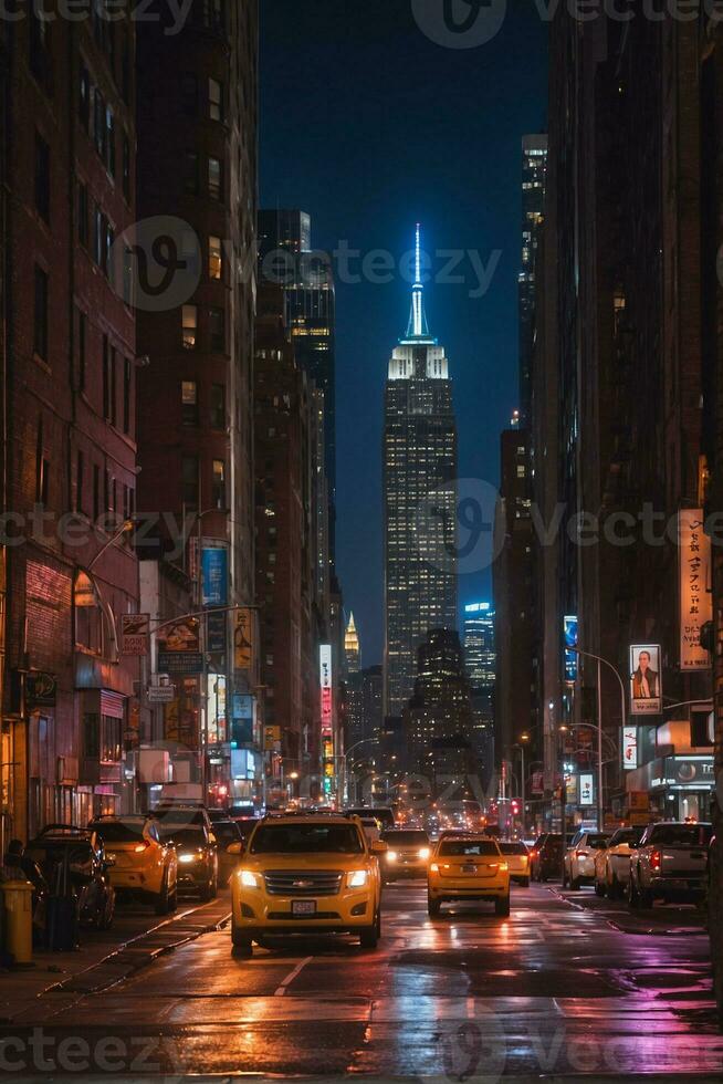 ai genererad ny york stad på natt foto