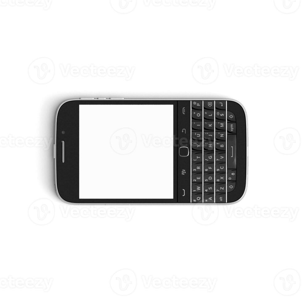 mobil telefon isolerat på vit skärm roterade foto
