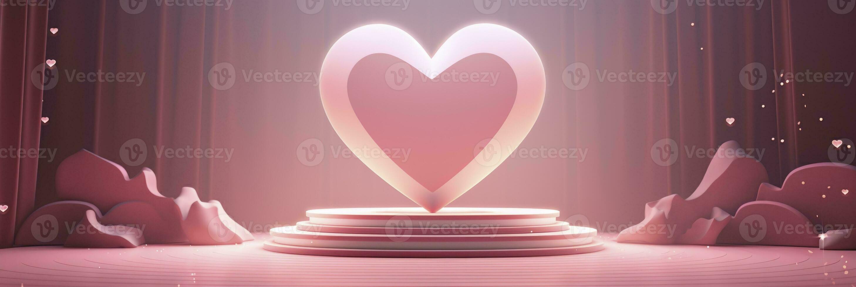 ai genererad hjärta formad papper baner på rosa bakgrund, generativ ai foto