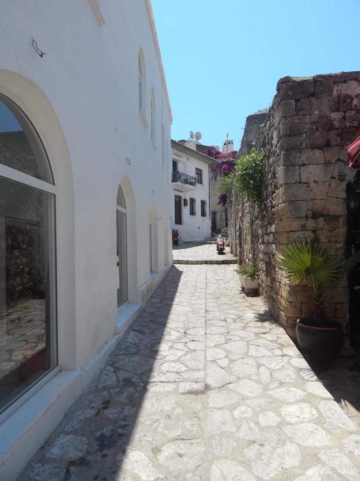 medelhavsarkitektur i Egeiska havet i kalkon, marmaris foto