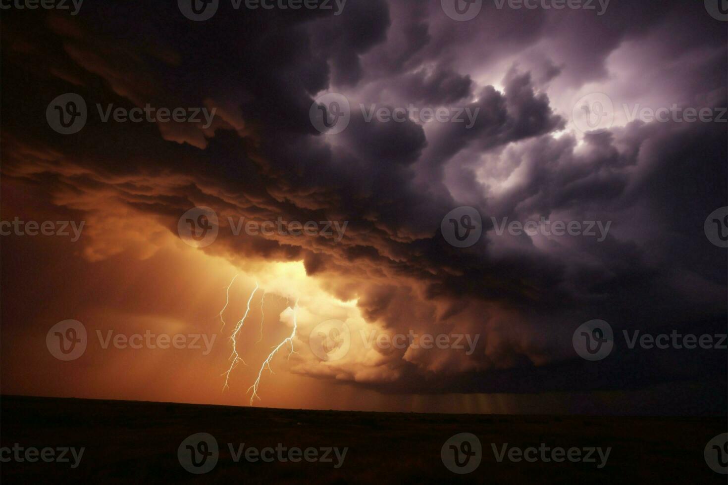 ai genererad atmosfärisk kaos de himmel i kaos, visning en dramatisk storm scen foto