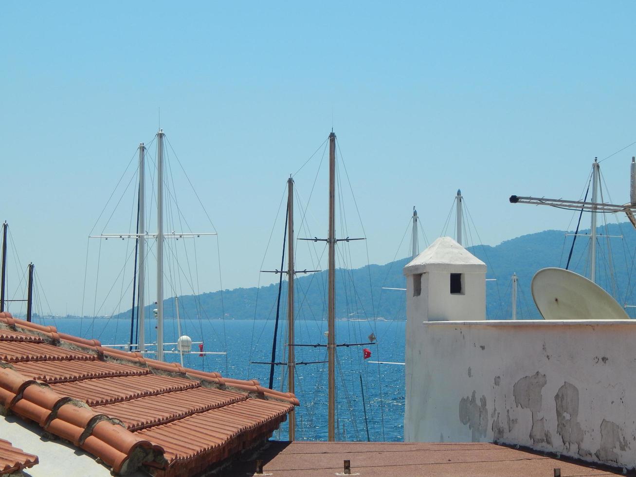 medelhavsarkitektur i Egeiska havet i kalkon, marmaris foto