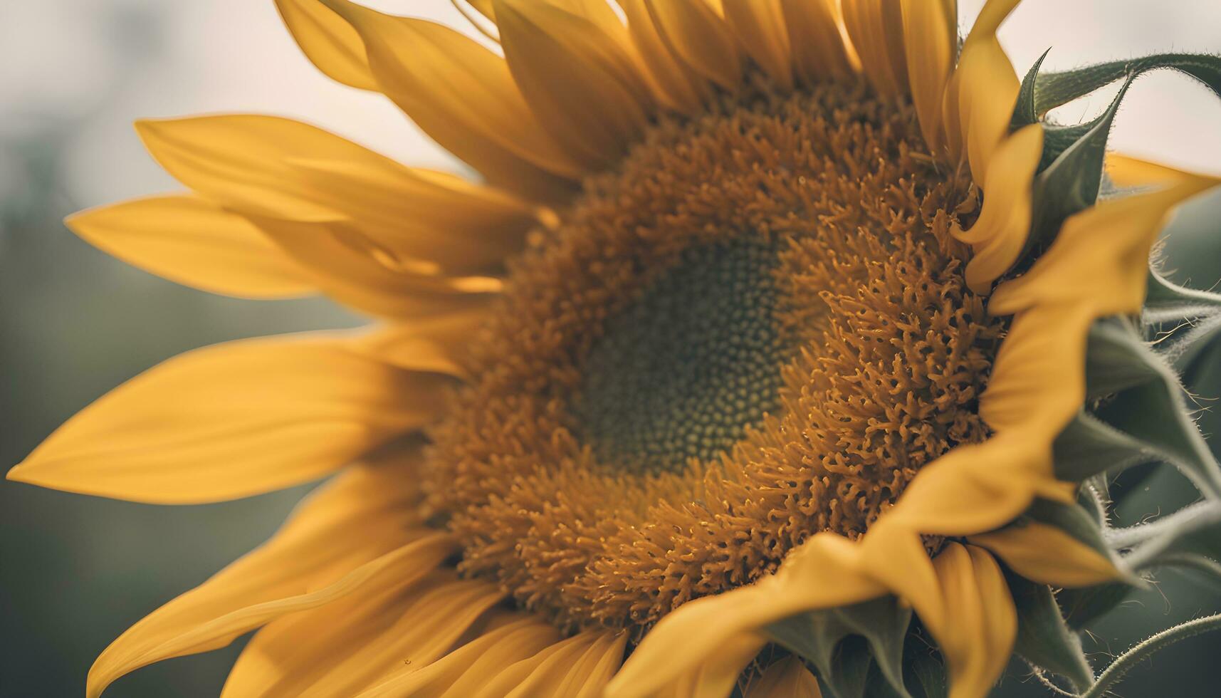 ai genererad en stänga upp av en solros med en suddigt bakgrund foto