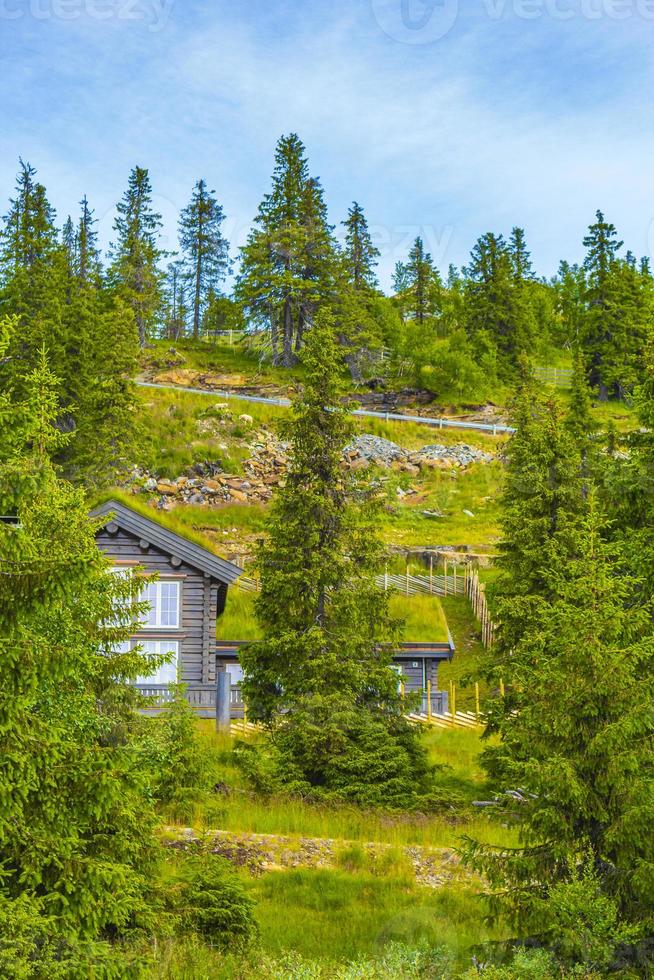 vackra panorama stugor hyddor berg kvitfjell skidområde favang norge. foto