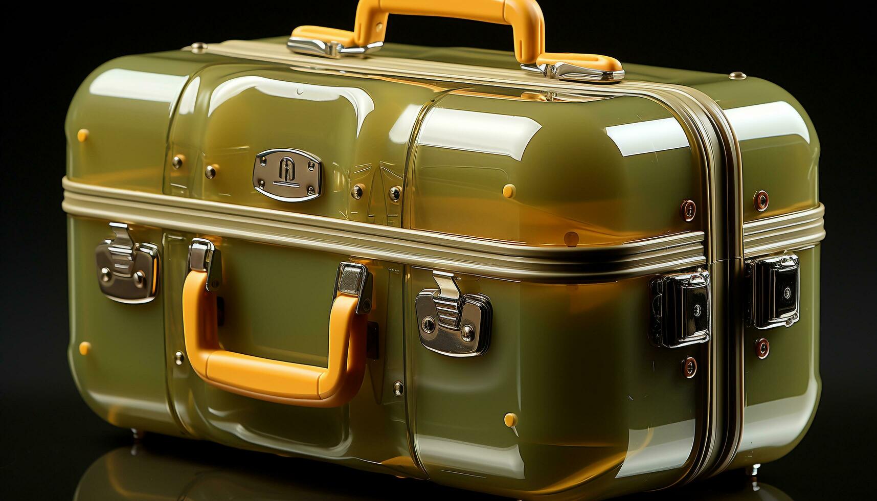 ai genererad lyx läder resväska, hantera låst, redo för elegant företag resa genererad förbi ai foto