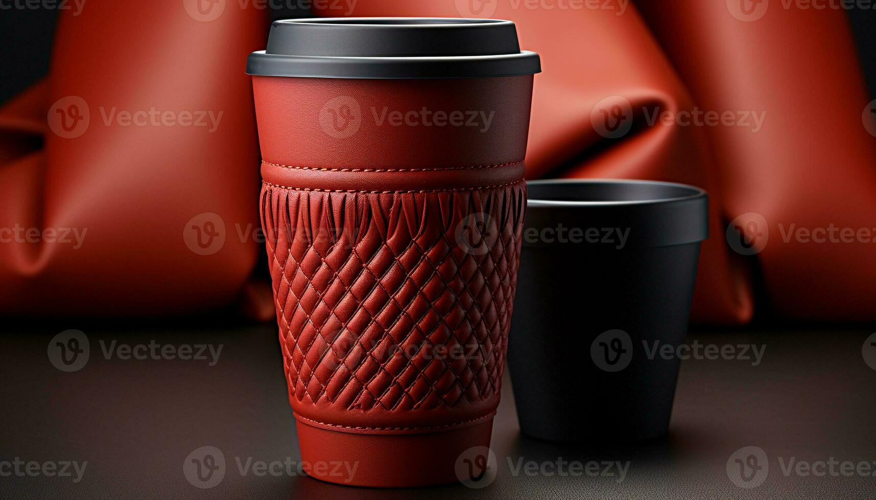 ai genererad varm kaffe i en disponibel kopp på en mörk tabell genererad förbi ai foto