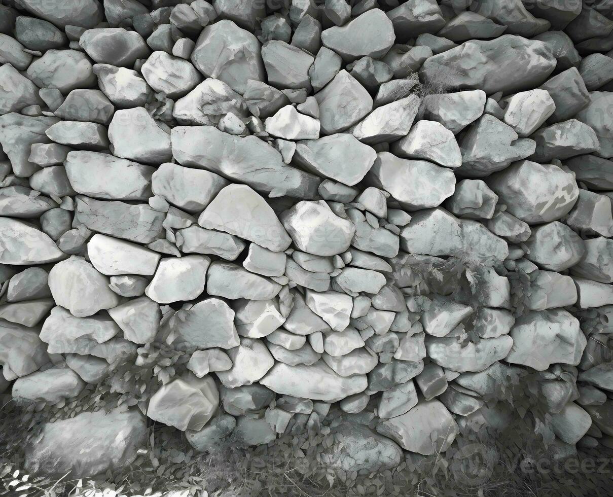 ai genererad grå bakgrund, i de Foto ett gammal sten vägg tillverkad av stor stenar