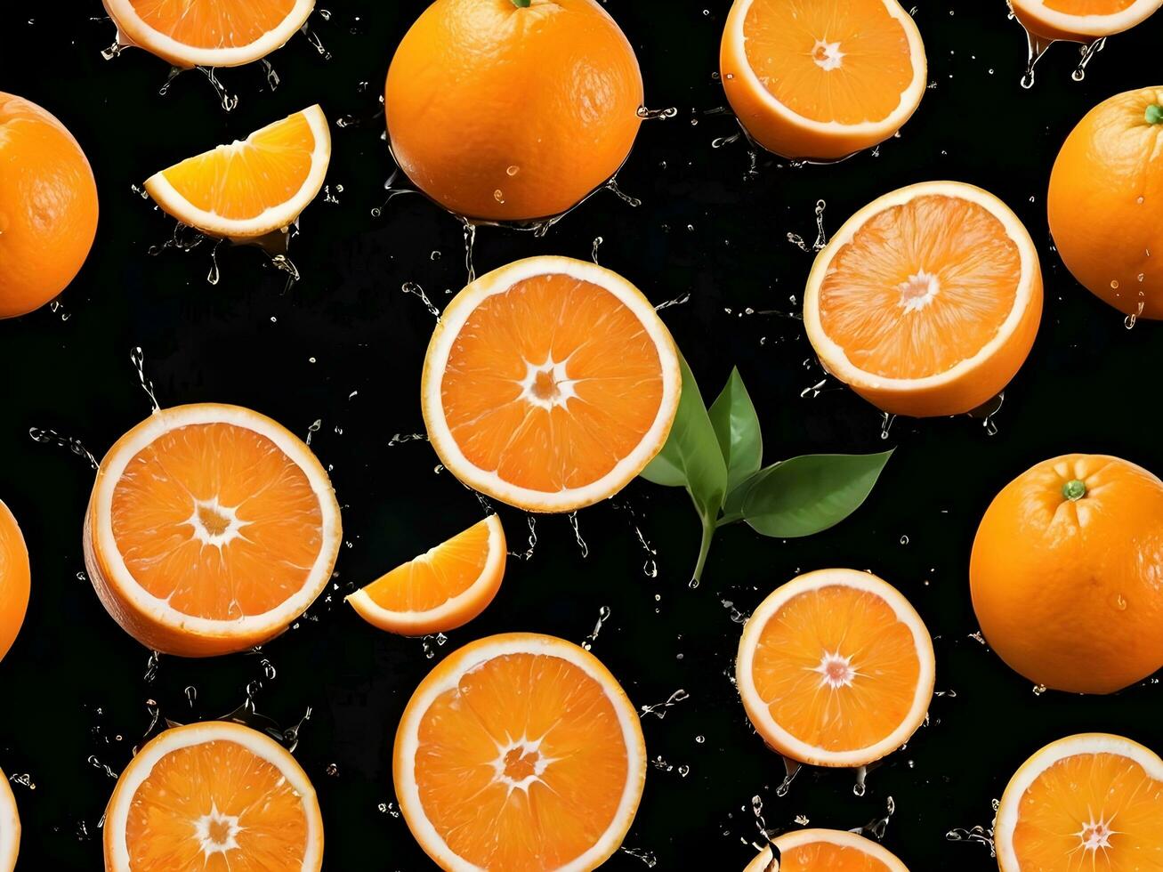 ai genererad porträtt av färsk orange frukt skivor foto