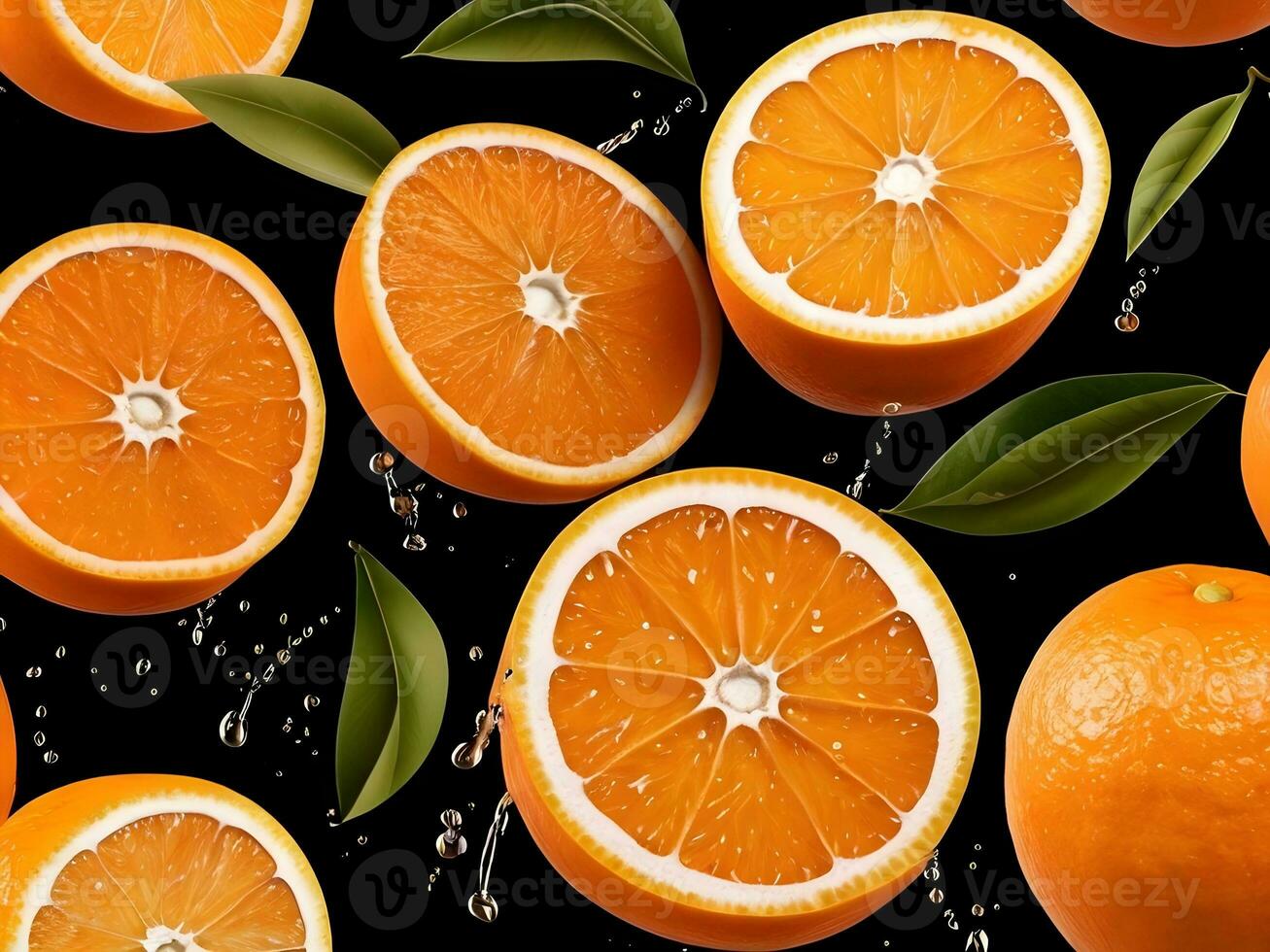 ai genererad närbild porträtt av färsk orange frukt skivor foto