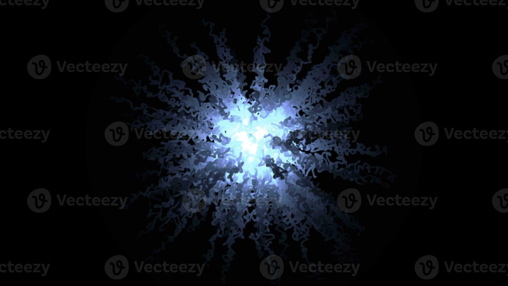 abstrakt blå dragen rader Ränder, rör på sig från de Centrum på en svart bakgrund. skön abstrakt animation. foto