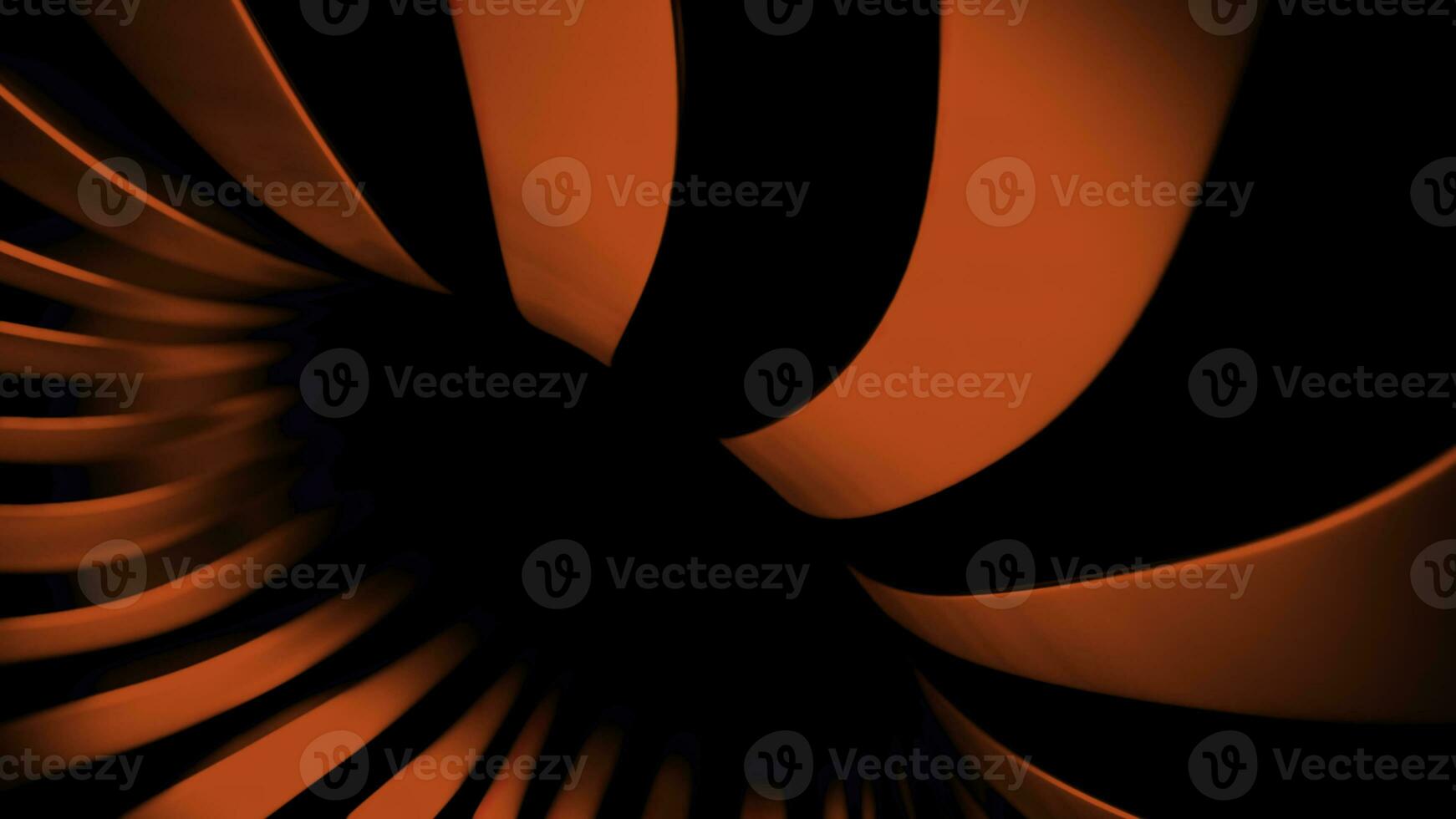 svart bakgrund. design. orange strålar skapande en cirkel i de animering den där rör sig isär i motsatt vägbeskrivningar. foto