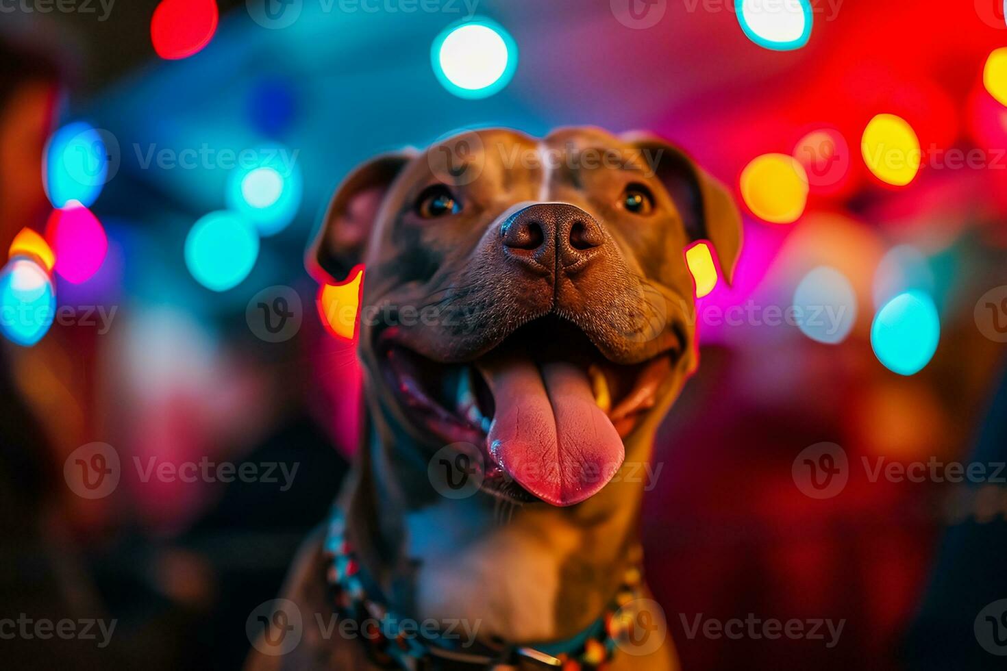 ai genererad en Lycklig hund i fest festival foto