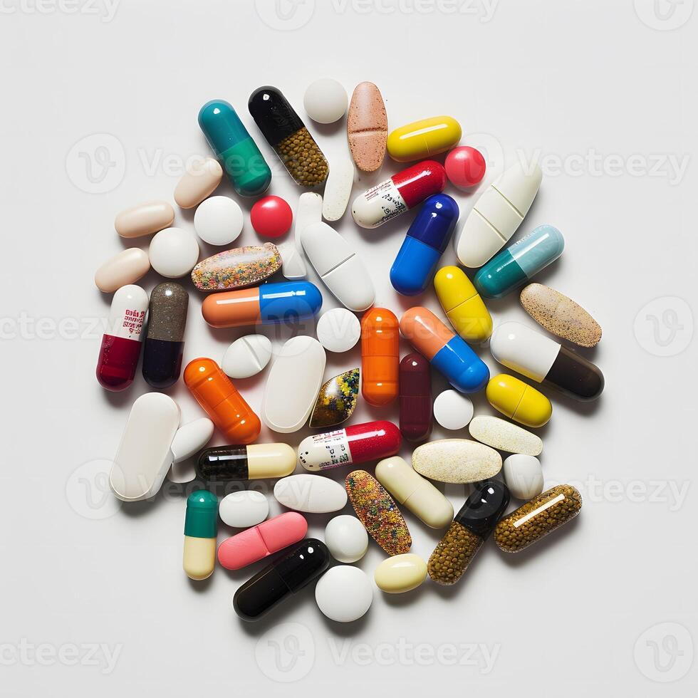ai genererad mediciner isolerat på vit bakgrund foto