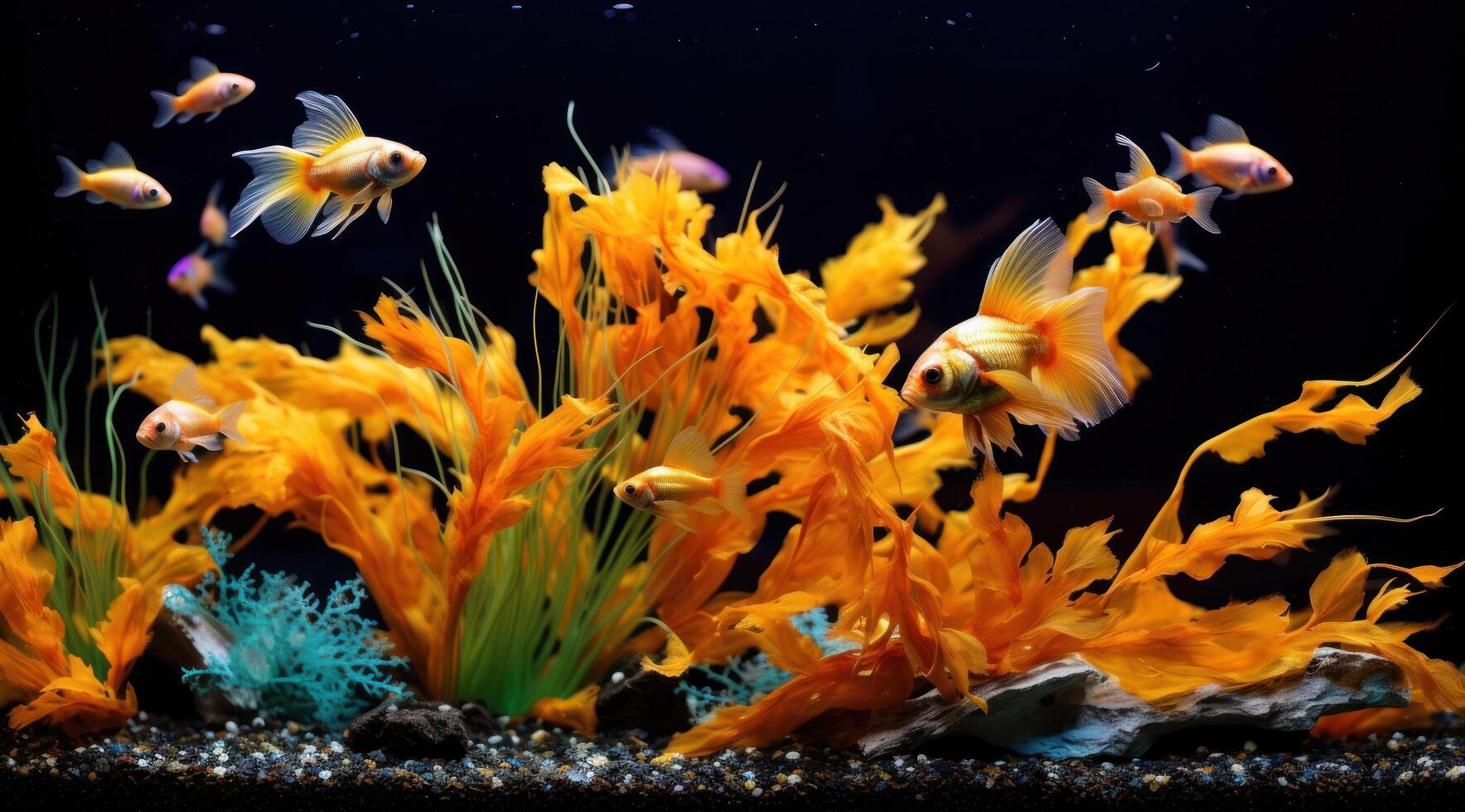 ai genererad gul fisk simning foto