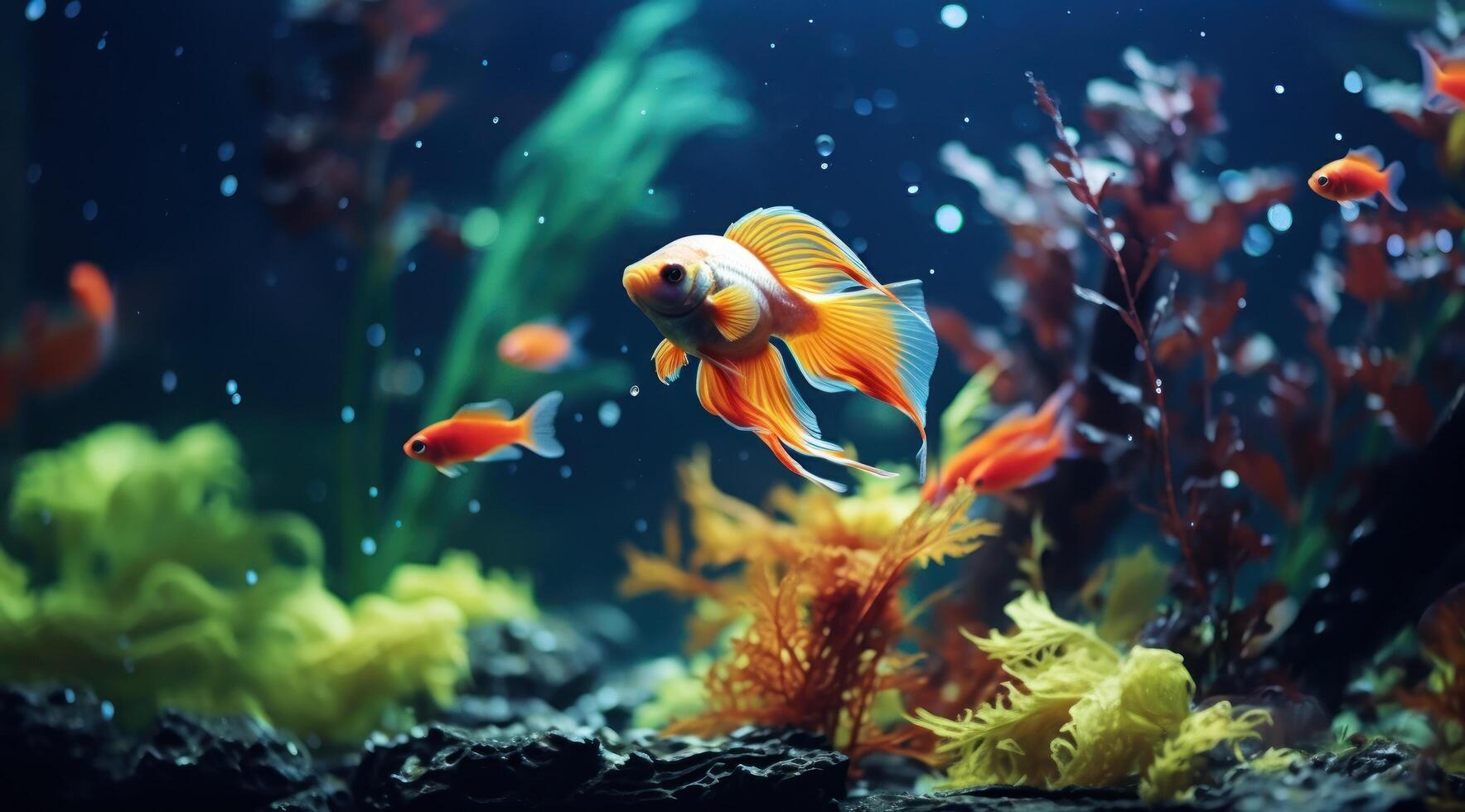 ai genererad gul fisk simning foto