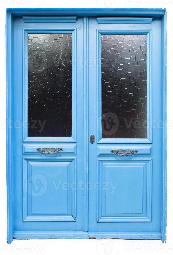 blå dörr isolerat foto