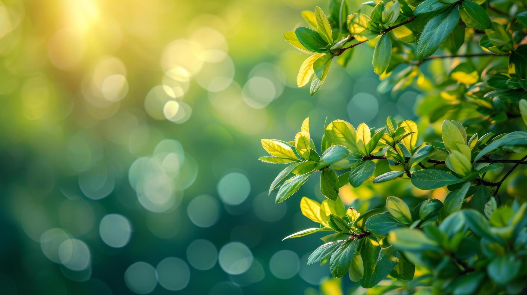 ai genererad vår annons naturlig nackground med clower löv, guld mynt, bokeh lampor och kopia Plats foto