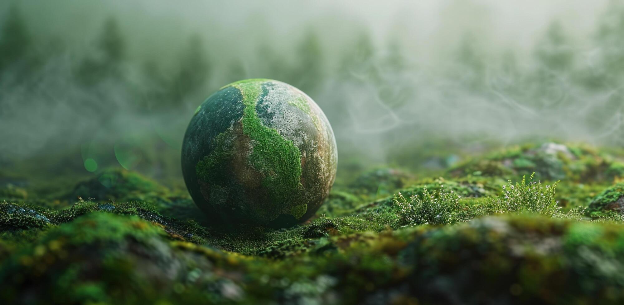 ai genererad jord till spara grön värld, en planet i de dimma foto