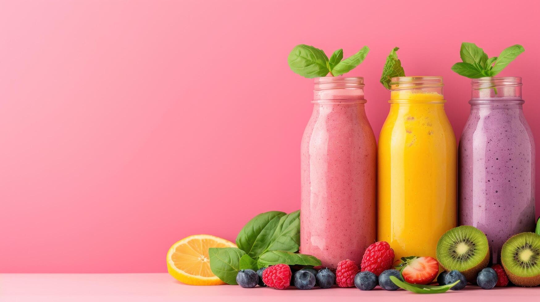 ai genererad smoothie annons bakgrund med kopia Plats foto