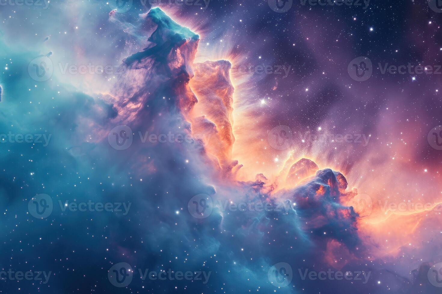 ai genererad eterisk nebulosa i pastell nyanser foto