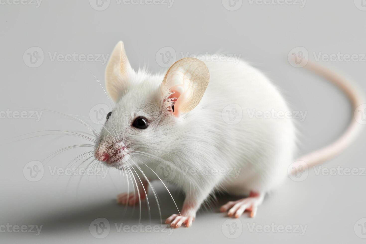 ai genererad en vit mus stående i fast bakgrund foto
