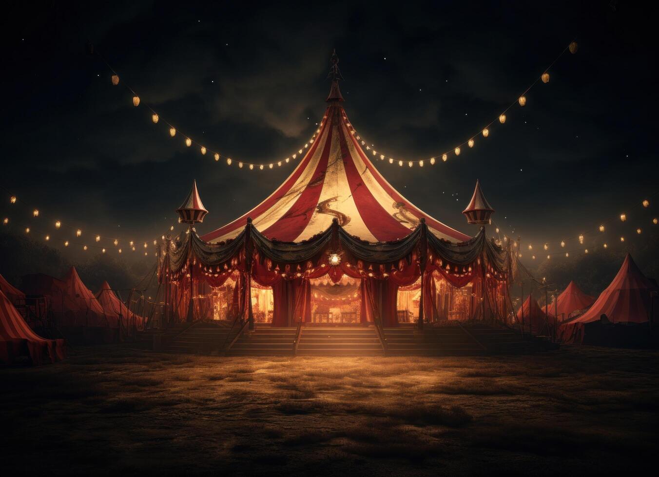 ai genererad bild av de lättdragen cirkus på nattetid foto