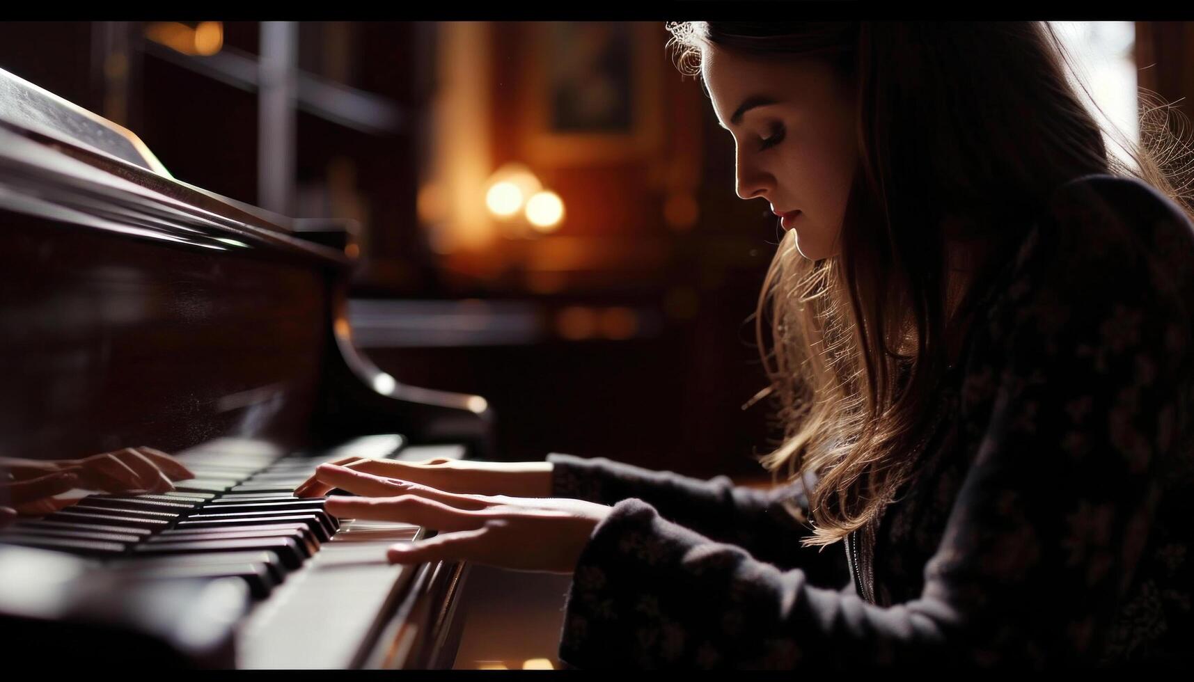 ai genererad en studerande och entreprenör spelar de piano foto