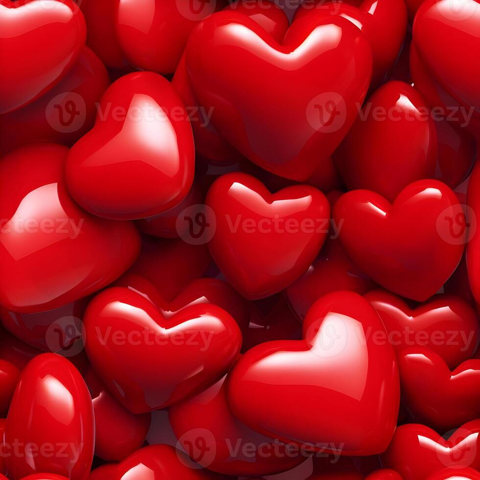 ai genererad 3d röd hjärtan sömlös bakgrund. kärlek mönster. hög kvalitet. ai generativ foto