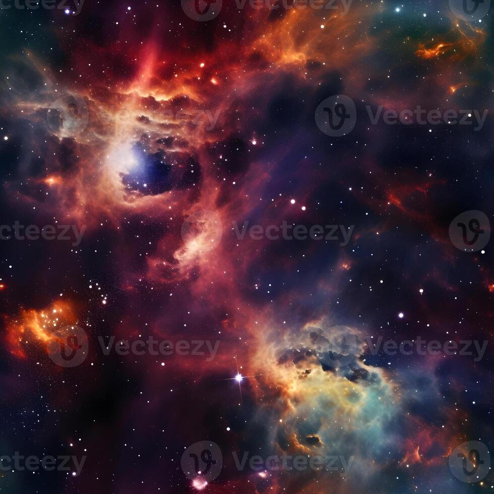 ai genererad realistisk skott av en omfattande och majestätisk kosmos sömlös mönster. stjärnor i de galax sömlös bakgrund. hög kvalitet. ai generativ foto