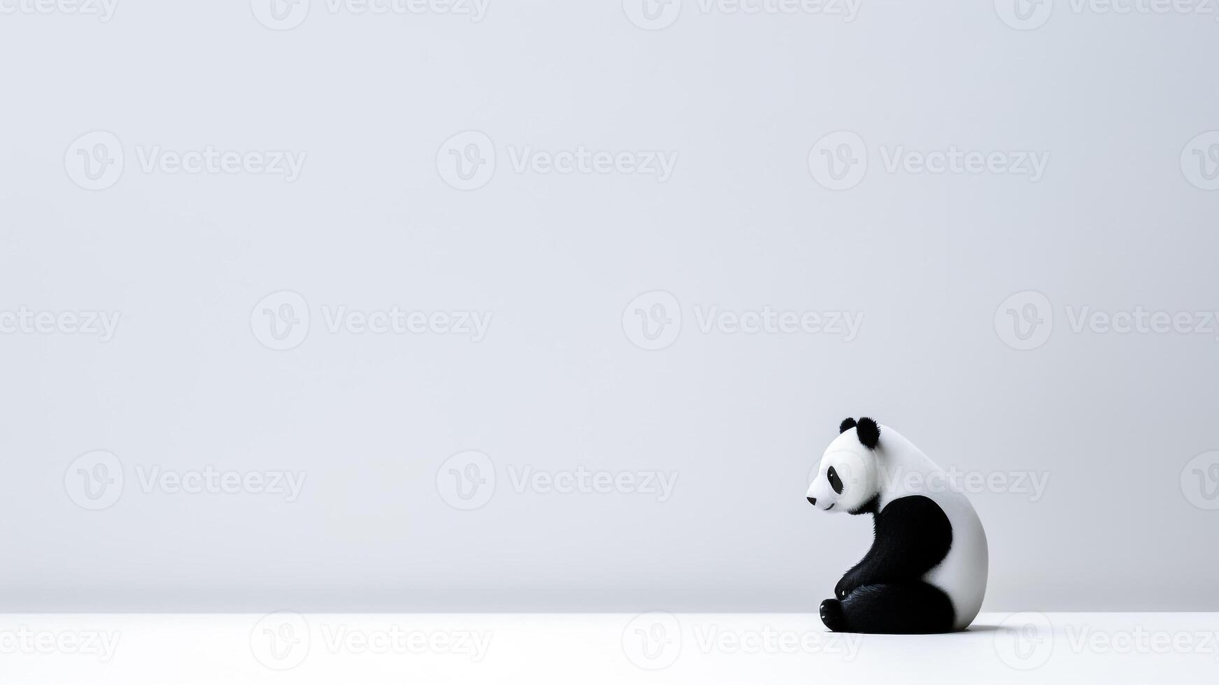 ai genererad söt panda Björn Sammanträde på vit bakgrund med kopia Plats. foto
