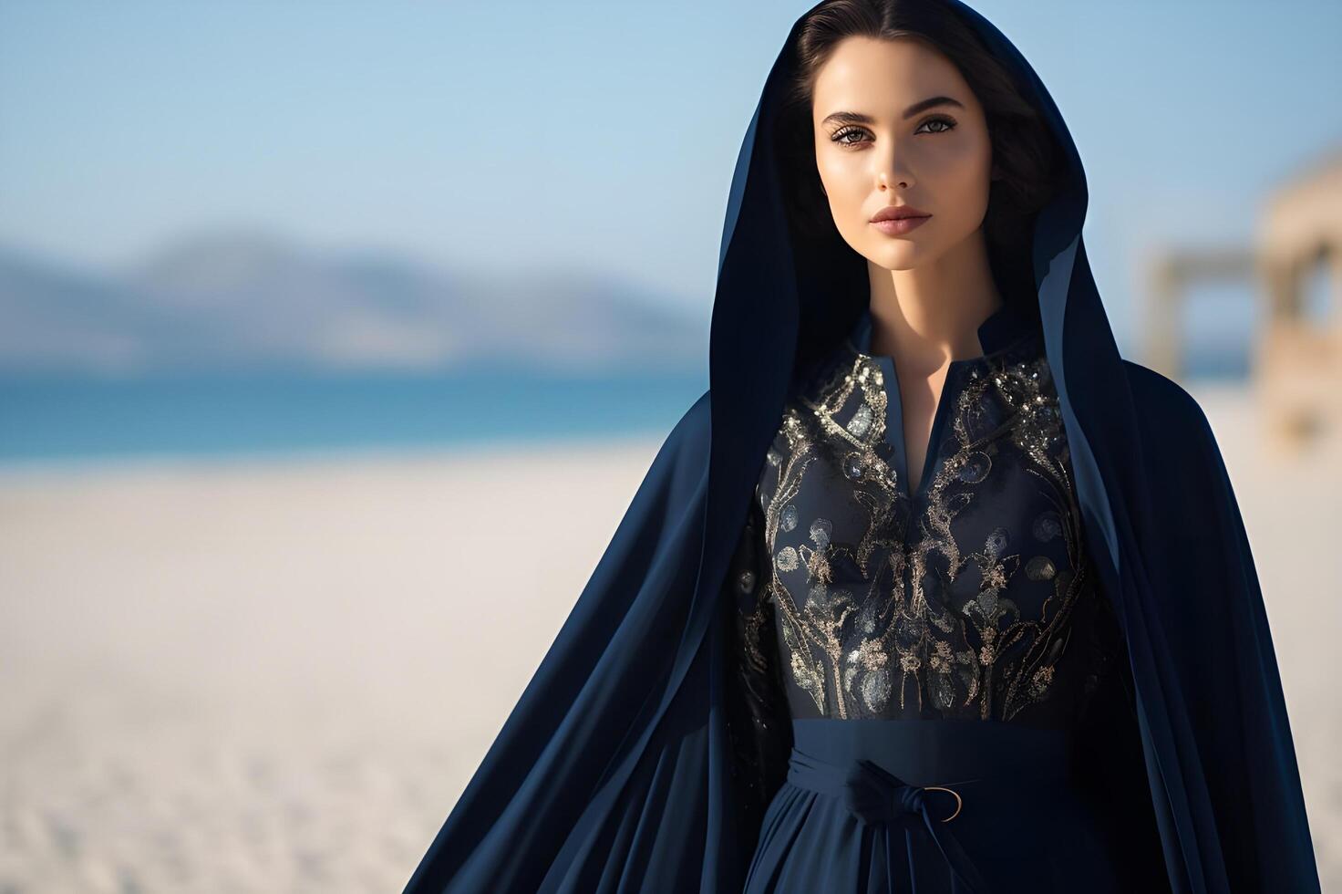 ai genererad orientalisk överflöd elegant muslim mode med en trendig vrida foto