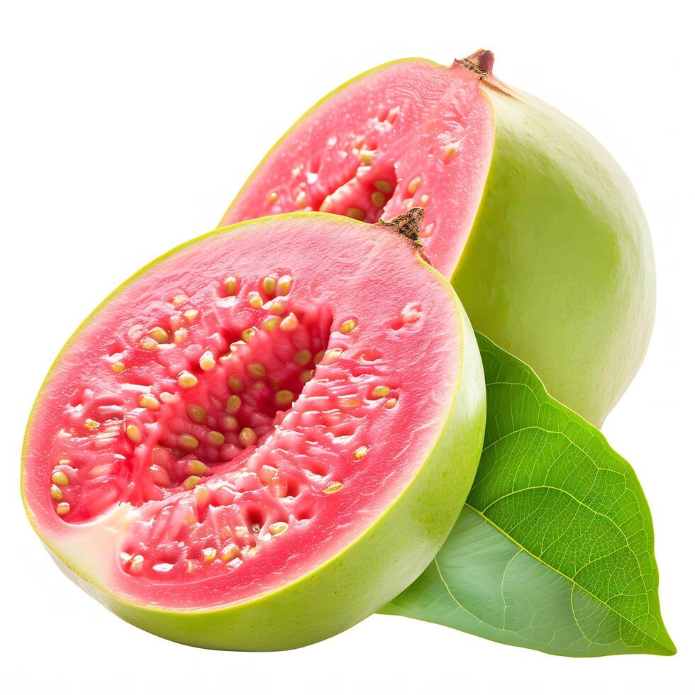ai genererad färsk guava - exotisk tropisk frukt isolerat på vit bakgrund foto