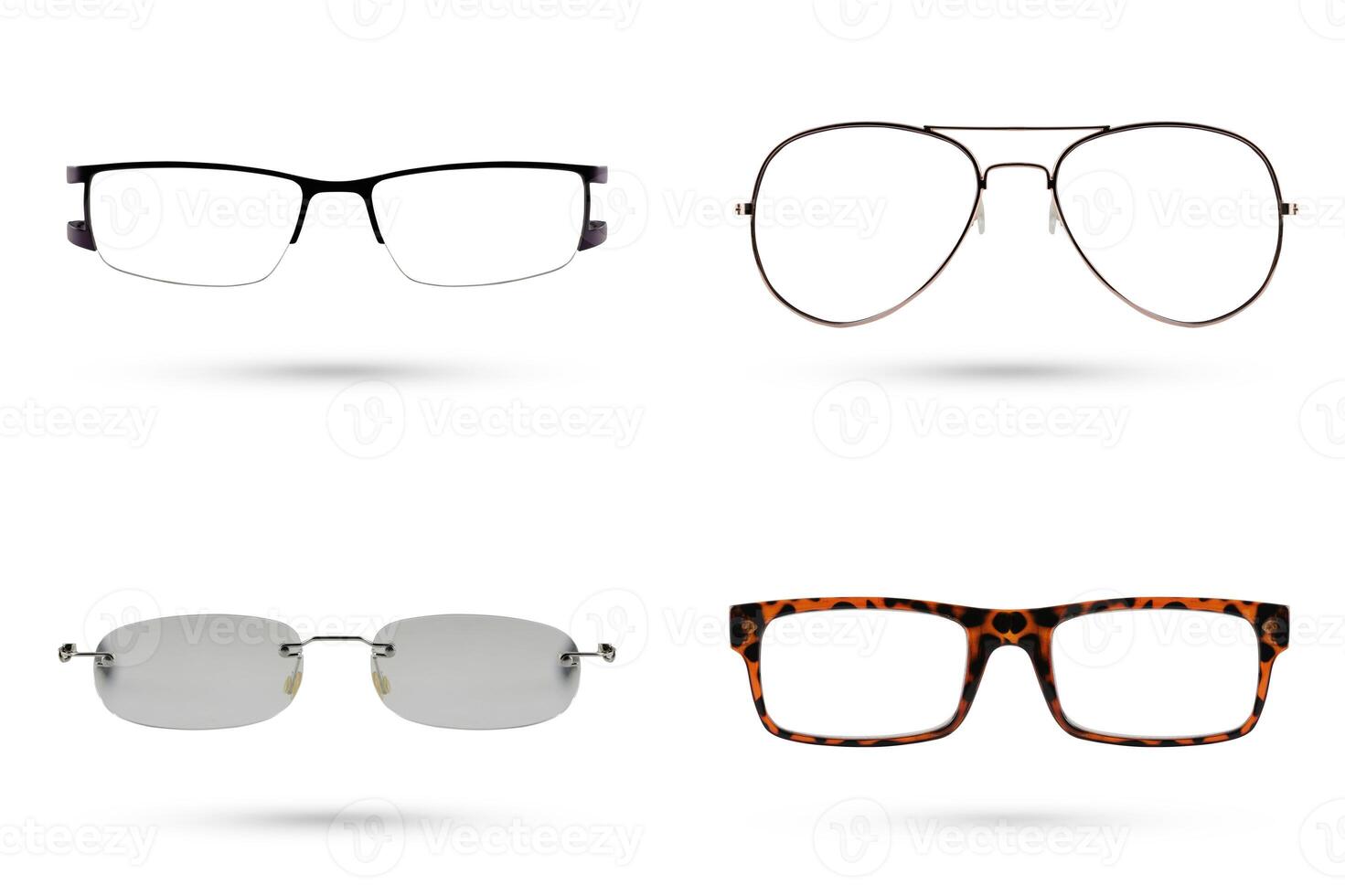 klassisk mode glasögon stil samlingar isolerat på vit bakgrund. foto