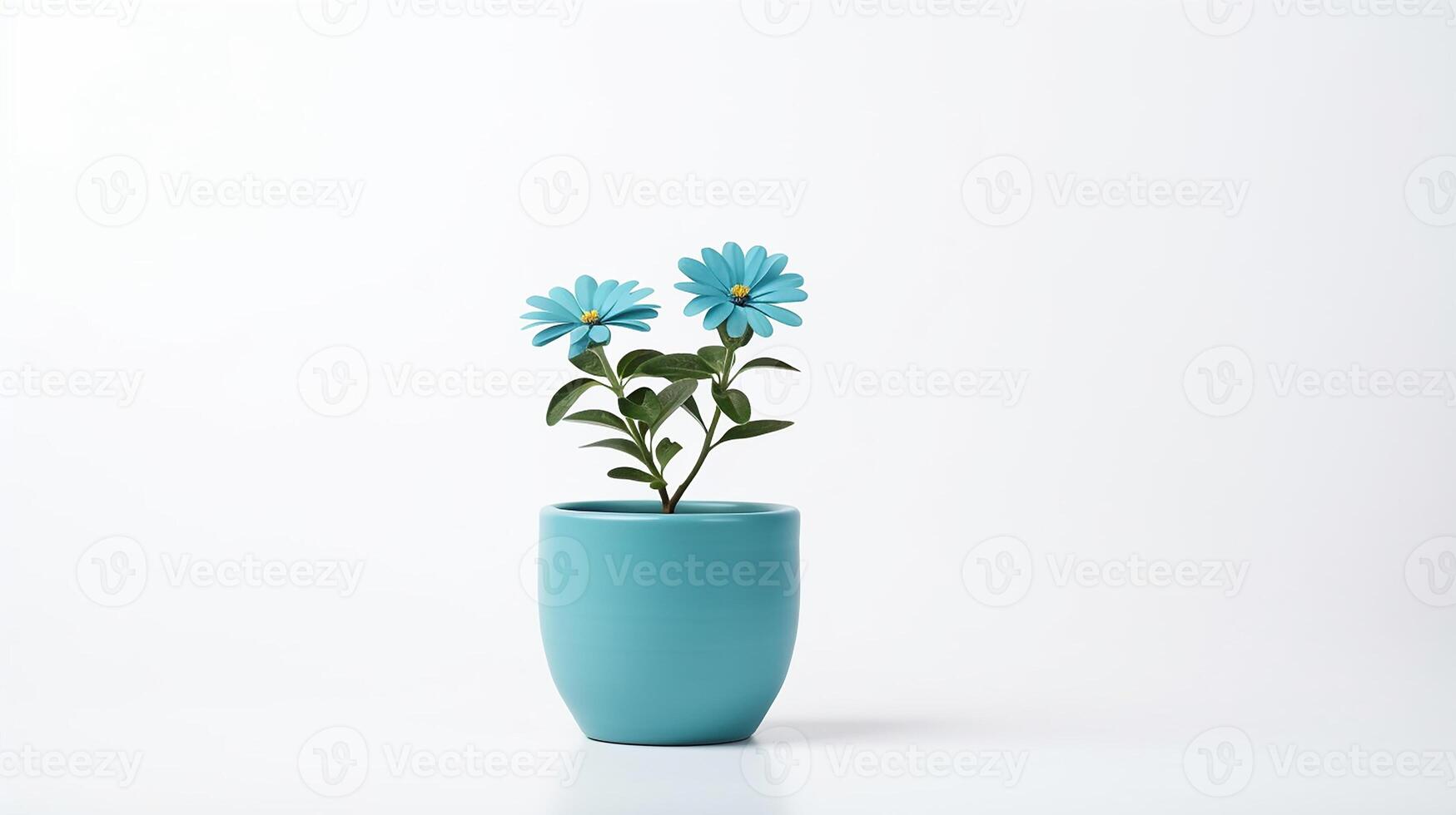 Foto av tweedia blomma i pott isolerat på vit bakgrund. generativ ai