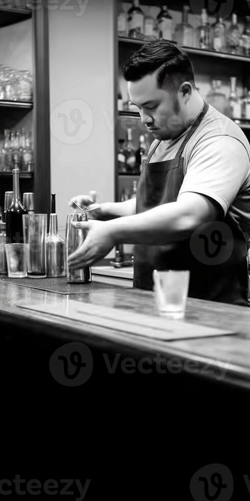 ai generativ bartender tar pengar från de kund foto
