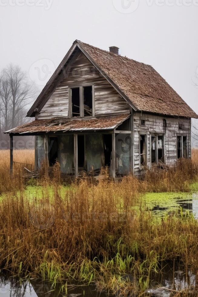 ai generativ övergiven hus foto