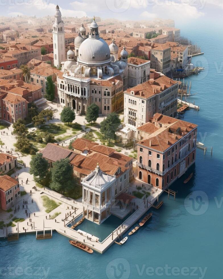 ai generativ urban Centrum av Venedig byggnader begrepp foto