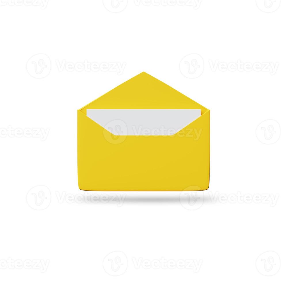 minimal e-post brev med brev papper läsa ikon. meddelande begrepp 3d vektor framställa isolerat foto