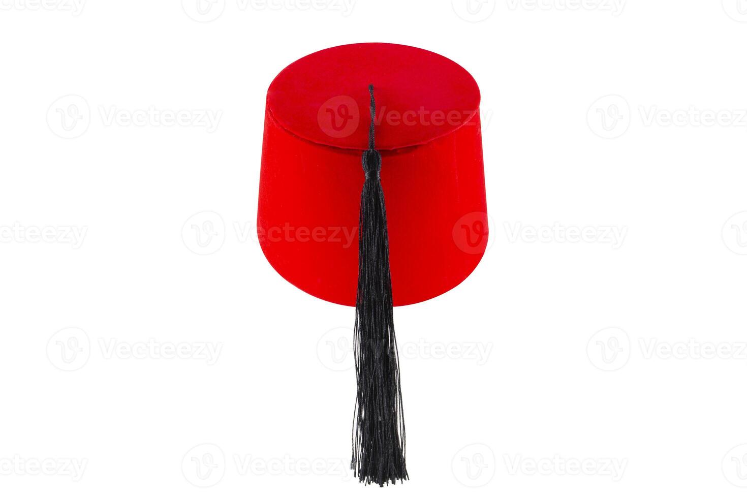 röd hatt fez isolerat på vit bakgrund foto