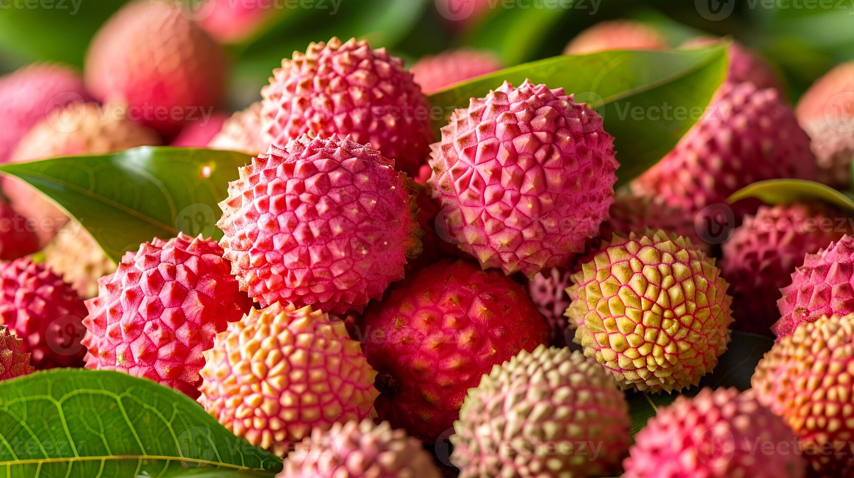 ai genererad se av utsökt färsk frukt litchi på en vit bakgrund foto