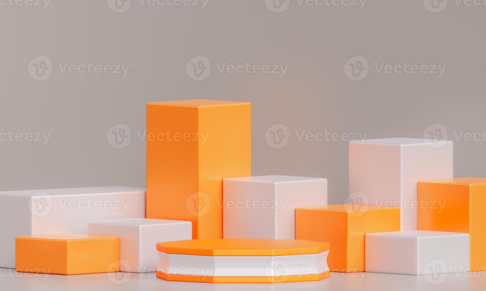 främre se av vit och orange podium foto